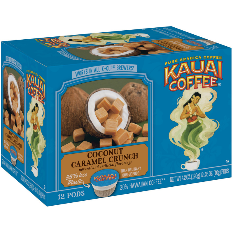 Coconut Caramel Crunch Flavor Single Serve Pods - 100% Premium Arabica - 12 Count