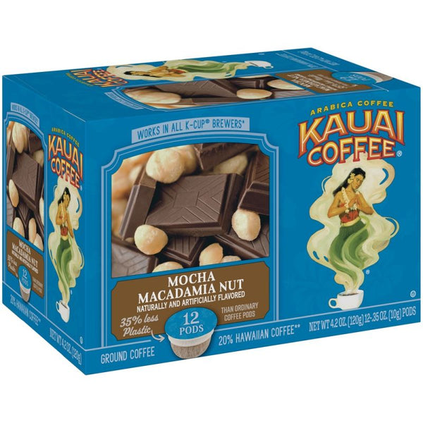 Mocha Macadamia Nut Flavor Single Serve Pods 12 Count Kauai Coffee